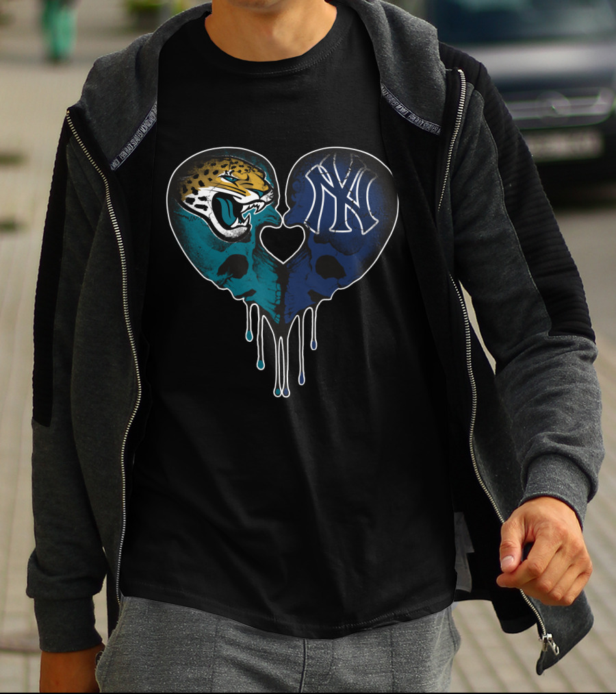 Jaguars Yankees Skull Heart Fusion T-Shirt