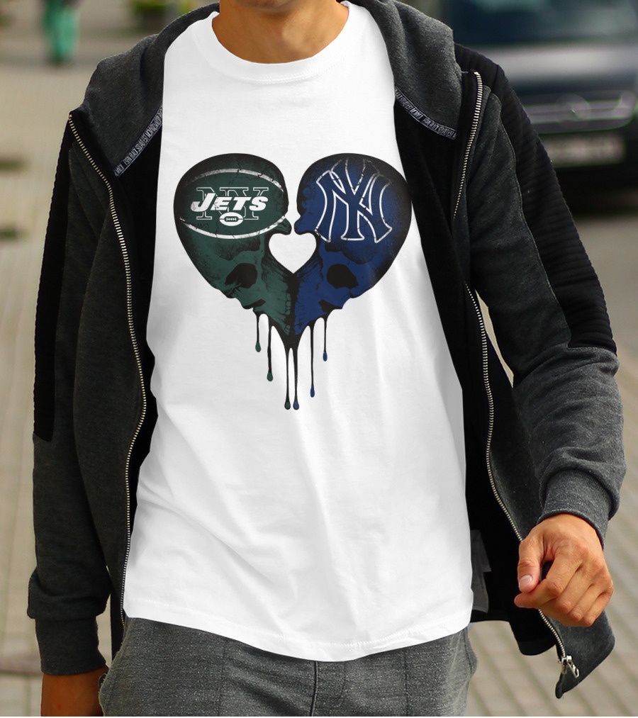 Jets Yankees Skull Heart Logo Fusion T-Shirt