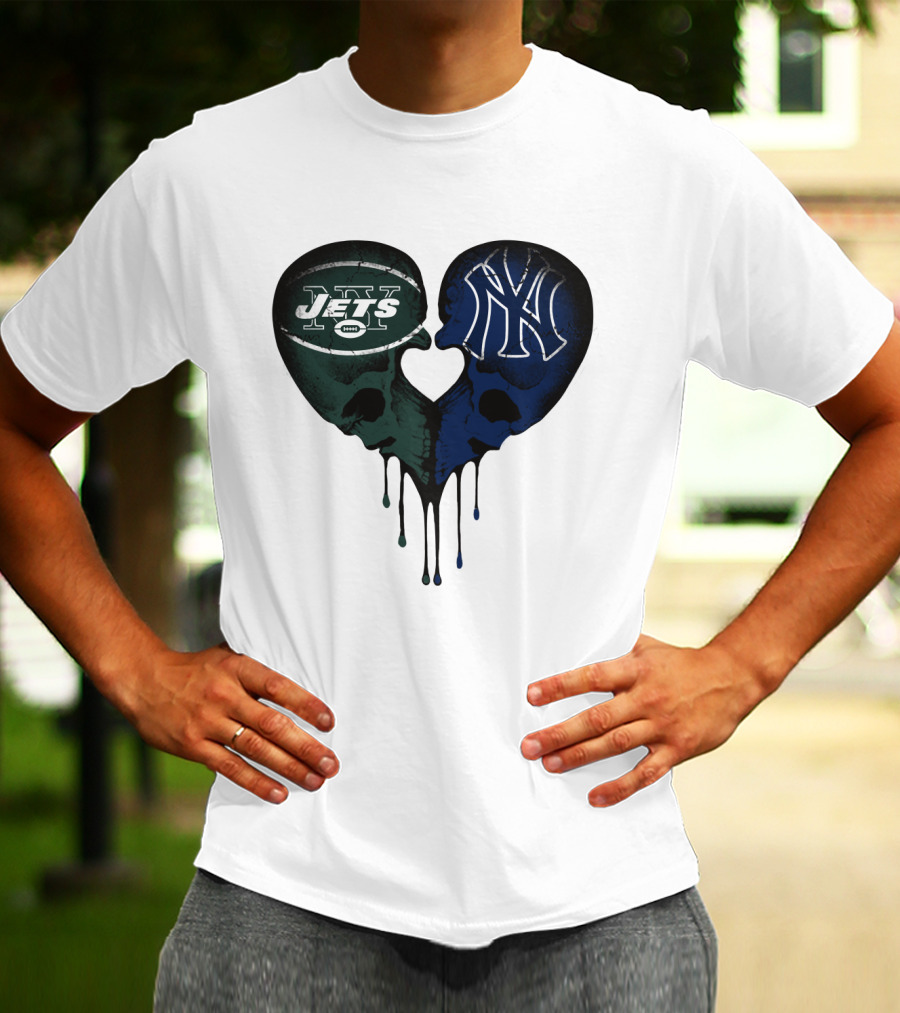 Jets Yankees Skull Heart Logo Fusion T-Shirt
