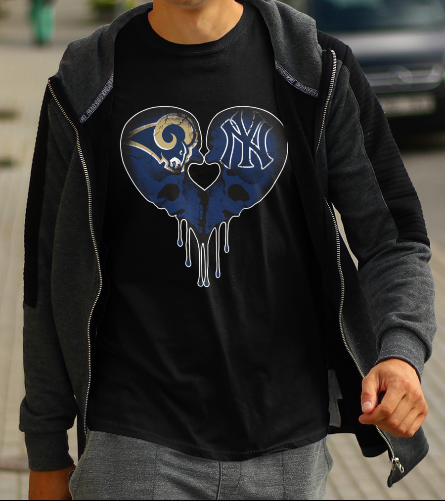 Rams Yankees Skull Heartlogos T-Shirt