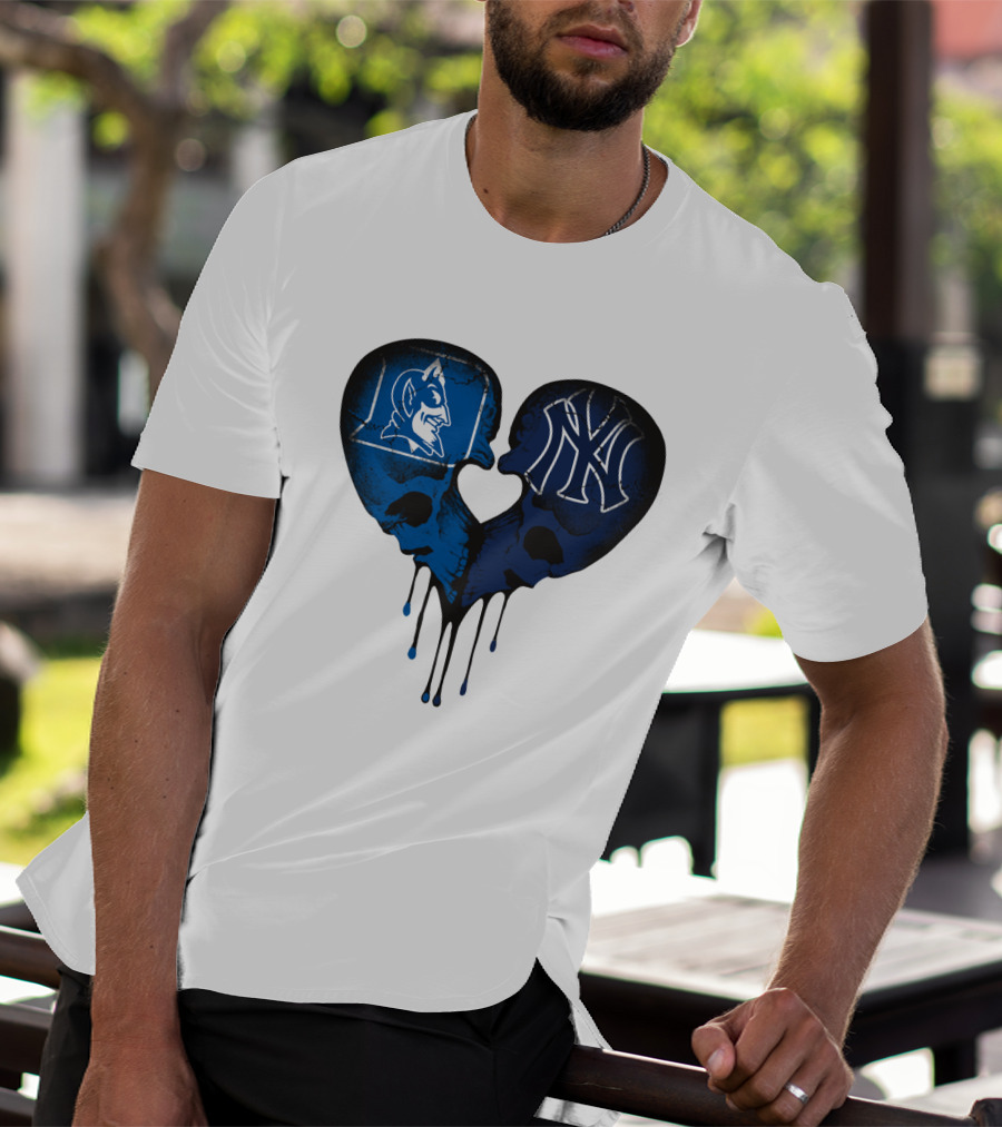 Duke Yankees Skull Heart Dripping Blue T-Shirt