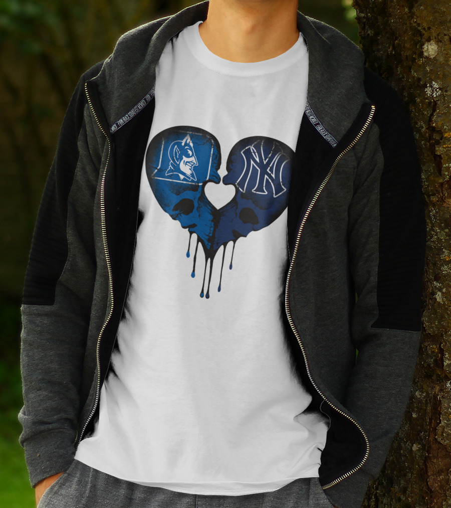 Duke Yankees Skull Heart Dripping Blue T-Shirt