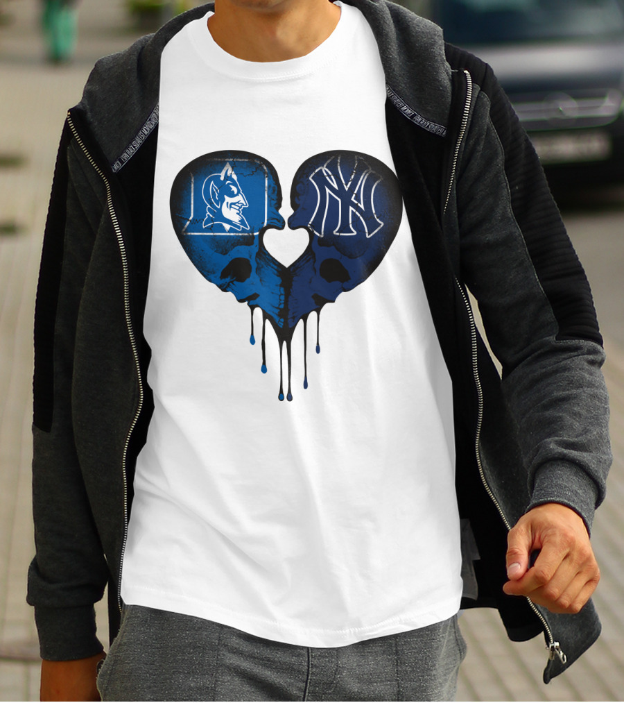 Duke Yankees Skull Heart Dripping Blue T-Shirt