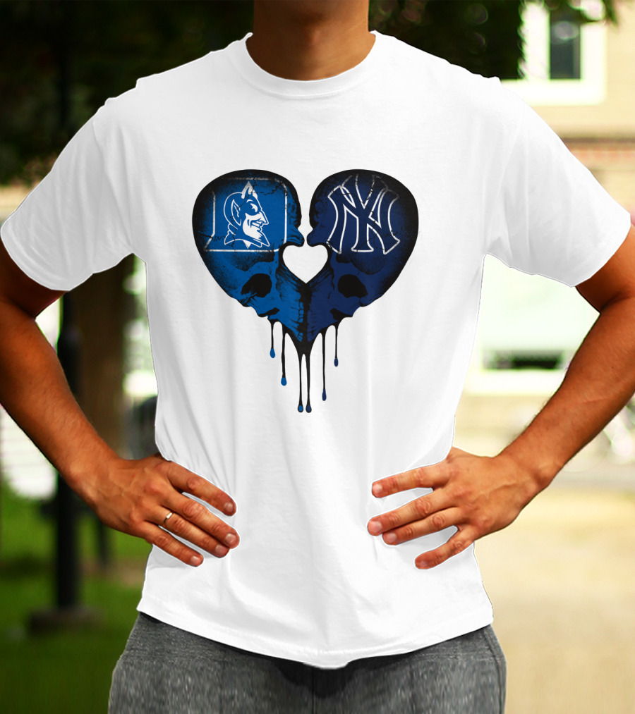 Duke Yankees Skull Heart Dripping Blue T-Shirt