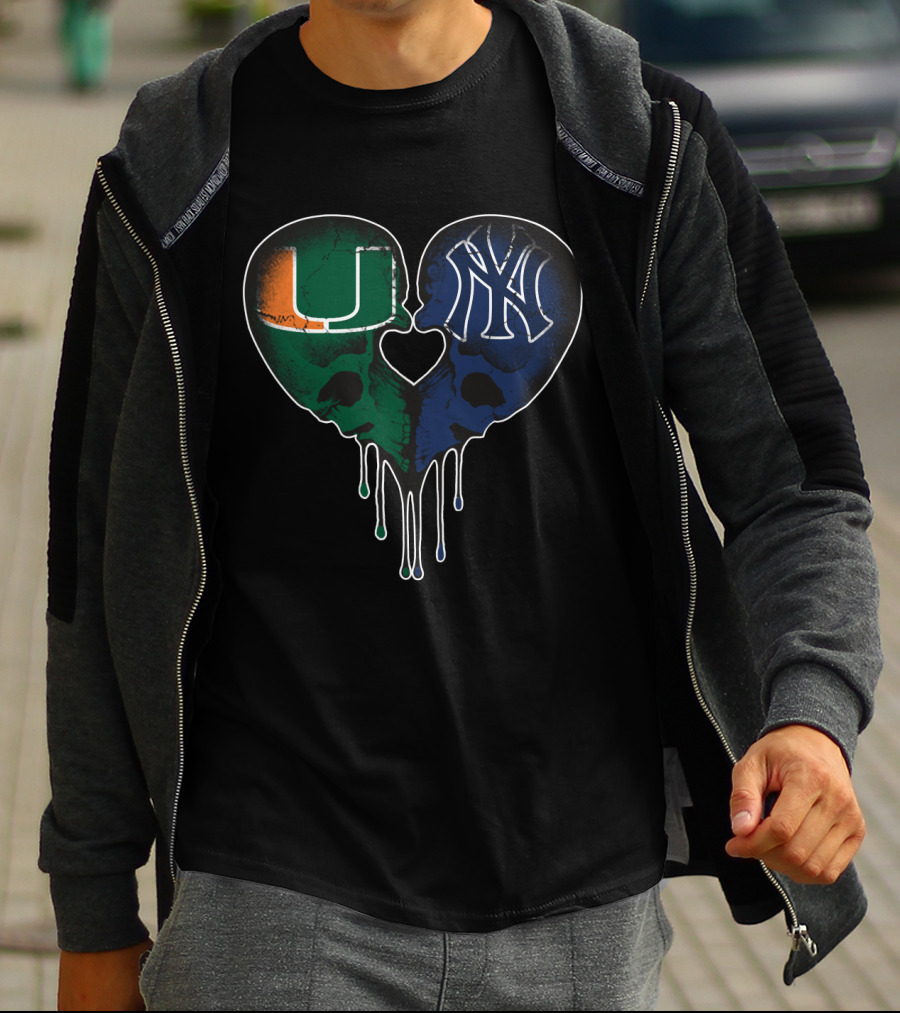 Yankees Hurricanes Love Skull Heart T-Shirt