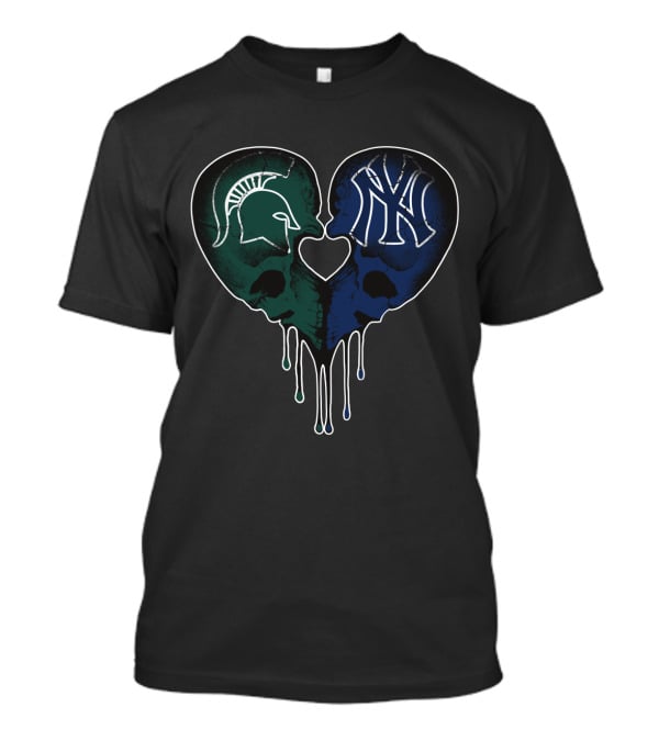 Spartans Yankees Skull Heart T-Shirt