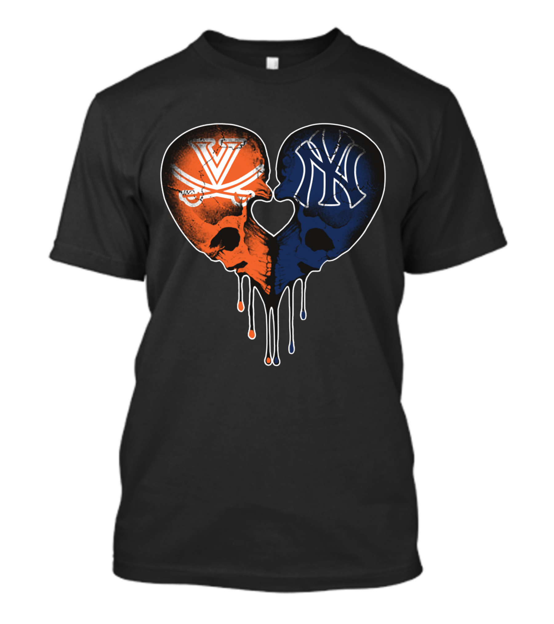 Yankees Cavaliers Skull Heart Fusion T-Shirt