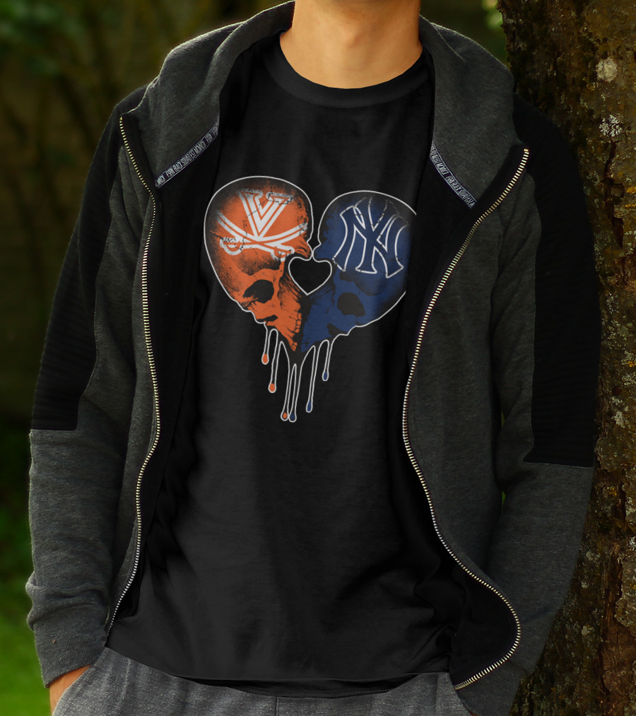 Yankees Cavaliers Skull Heart Fusion T-Shirt