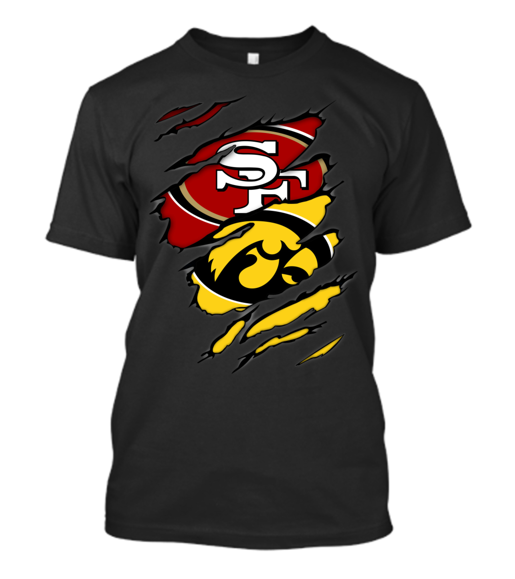 Sf 49ers Iowa Hawkeyes Torn Logo Collaboration T-Shirt