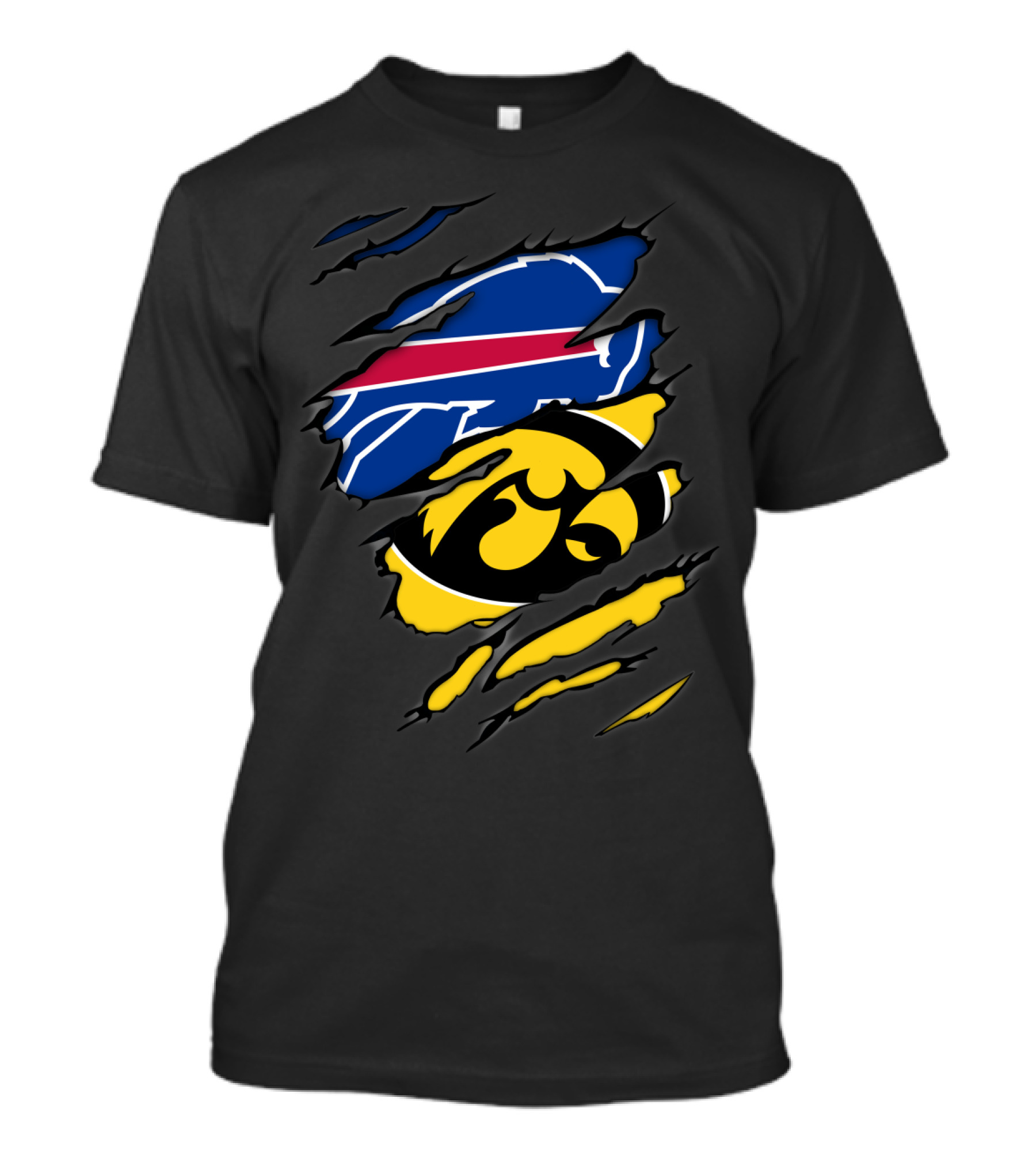 Buffalo Bills And Iowa Hawkeyes Ripped T-Shirt