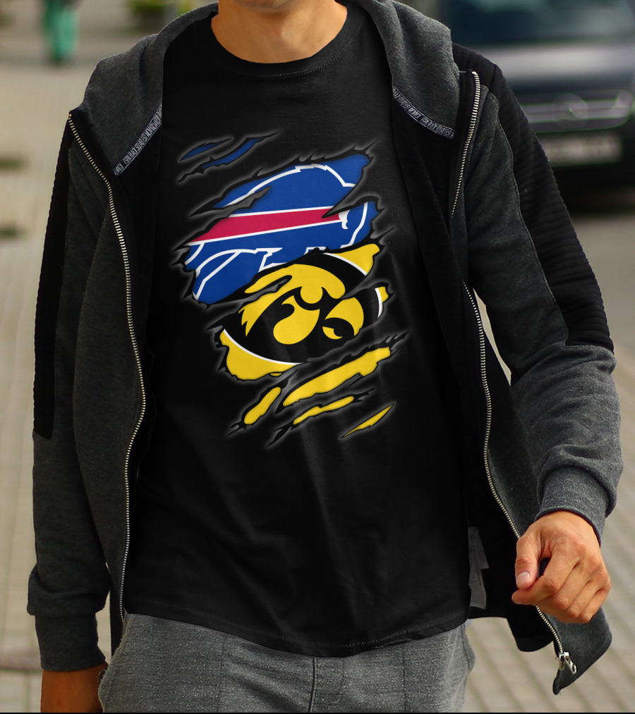 Buffalo Bills And Iowa Hawkeyes Ripped T-Shirt
