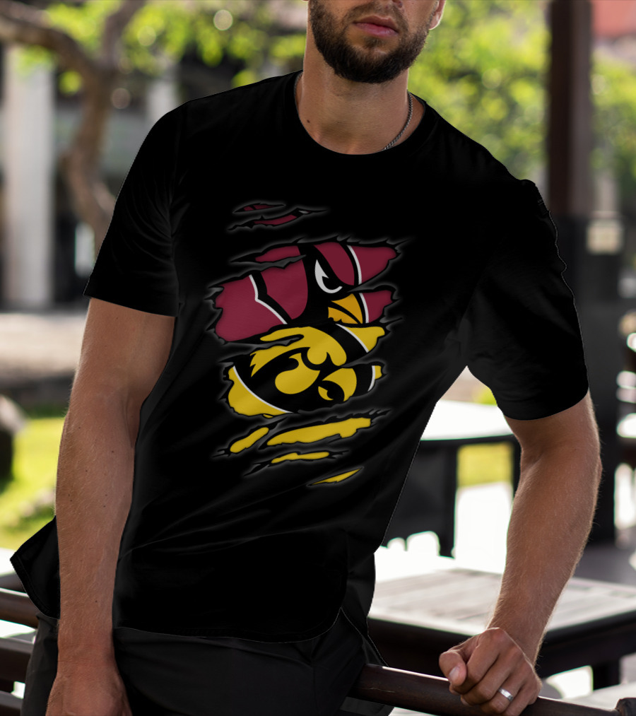 Cardinals Iowa Hawkeyes Iconic Team Logos Collaboration T-Shirt