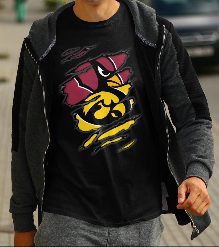 Cardinals Iowa Hawkeyes Iconic Team Logos Collaboration T-Shirt