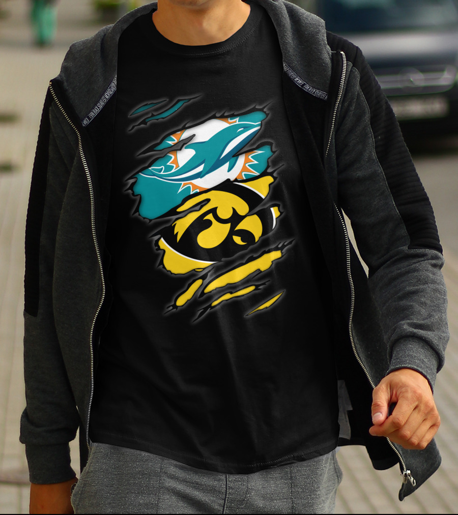 Miami Dolphins Iowa Hawkeyes Torn Claw T-Shirt