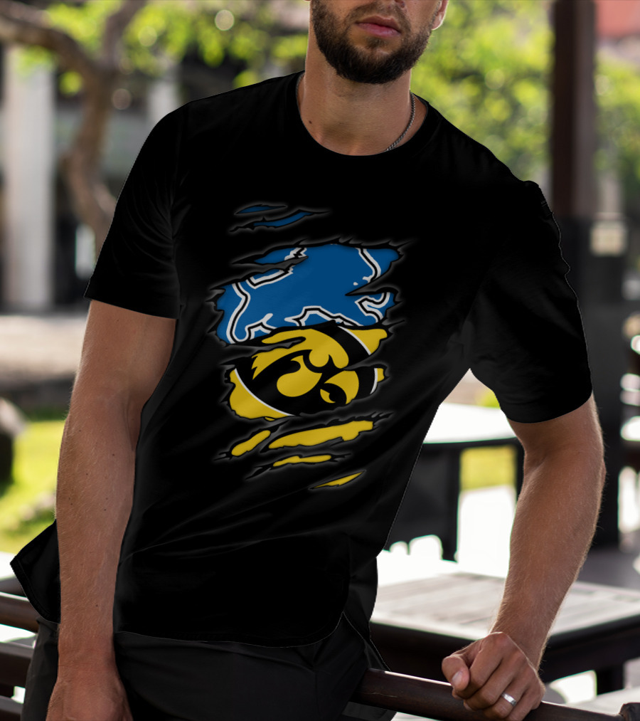 Lions Iowa Hawkeyes Tear Effect Sports Rivalry T-Shirt