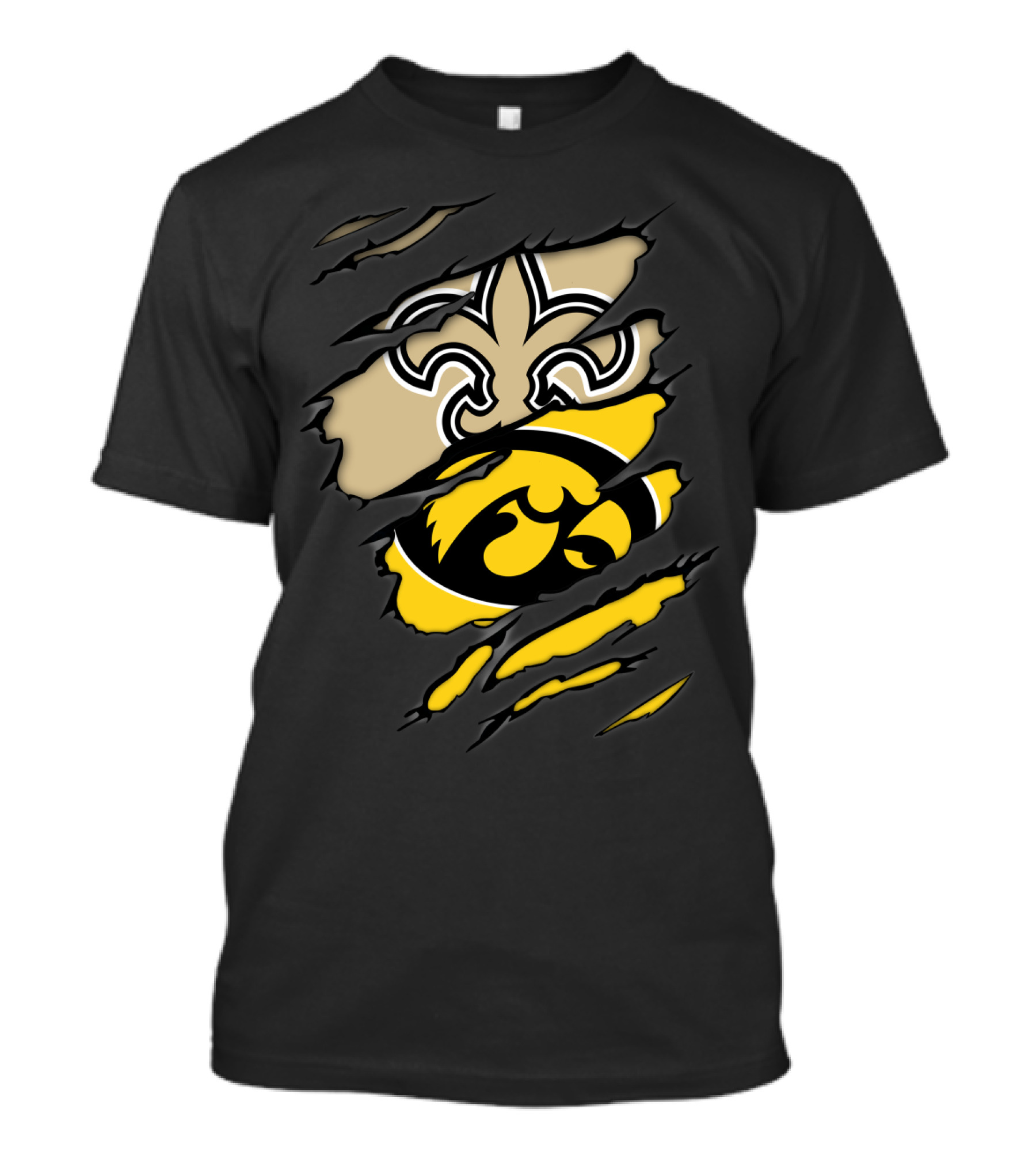 New Orleans Saints Iowa Hawkeyes Logo Mashup T-Shirt