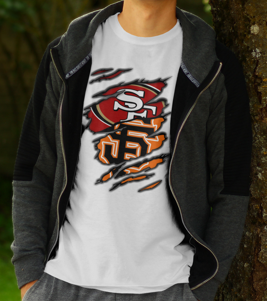 49Ers SF Giants Logos Rip T-Shirt