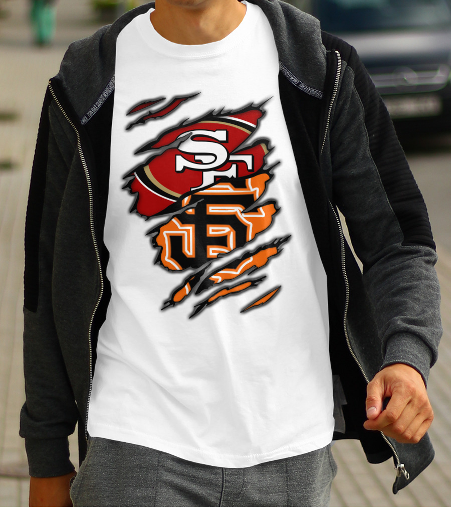 49Ers SF Giants Logos Rip T-Shirt