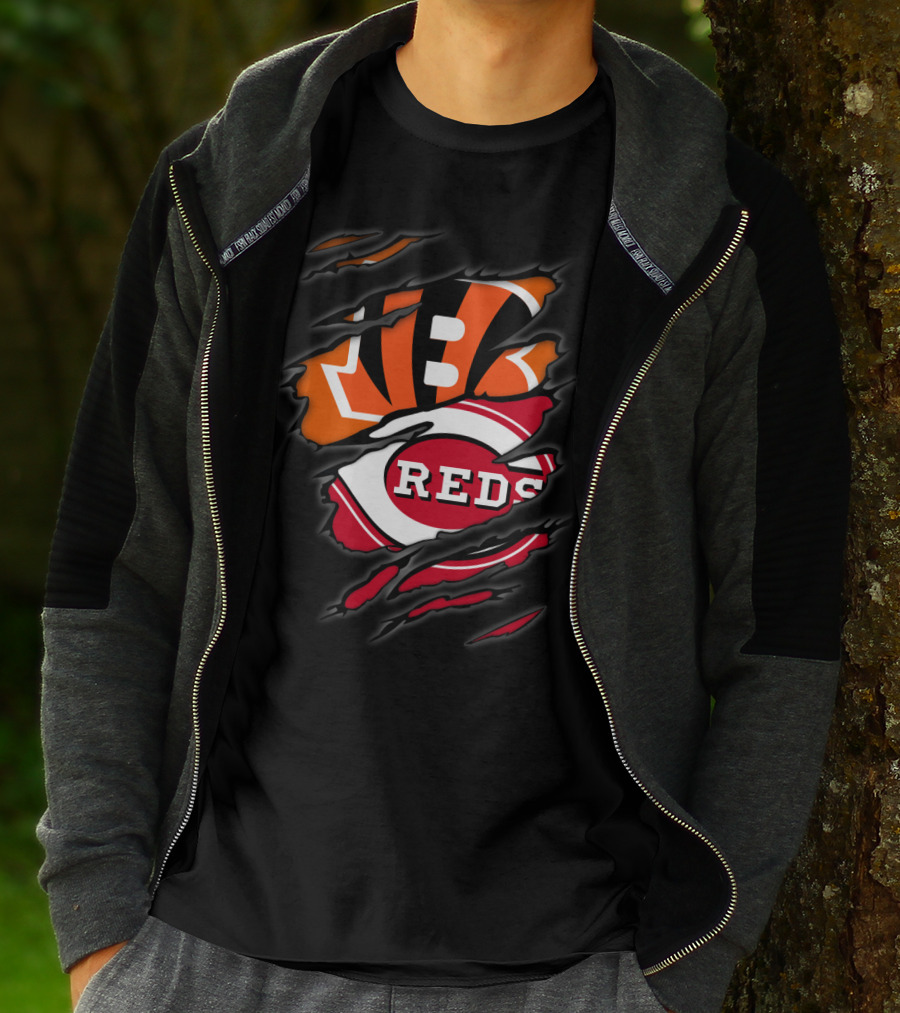 Bengals Reds Logo Ripped Claw T-Shirt