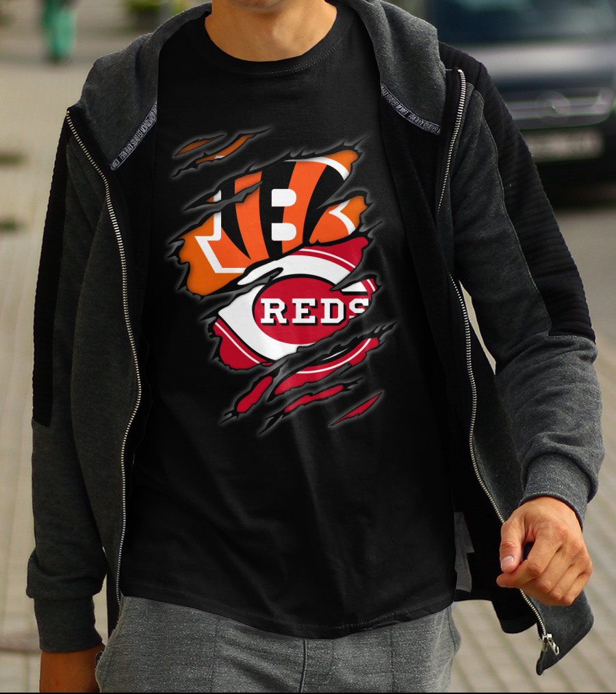 Bengals Reds Logo Ripped Claw T-Shirt