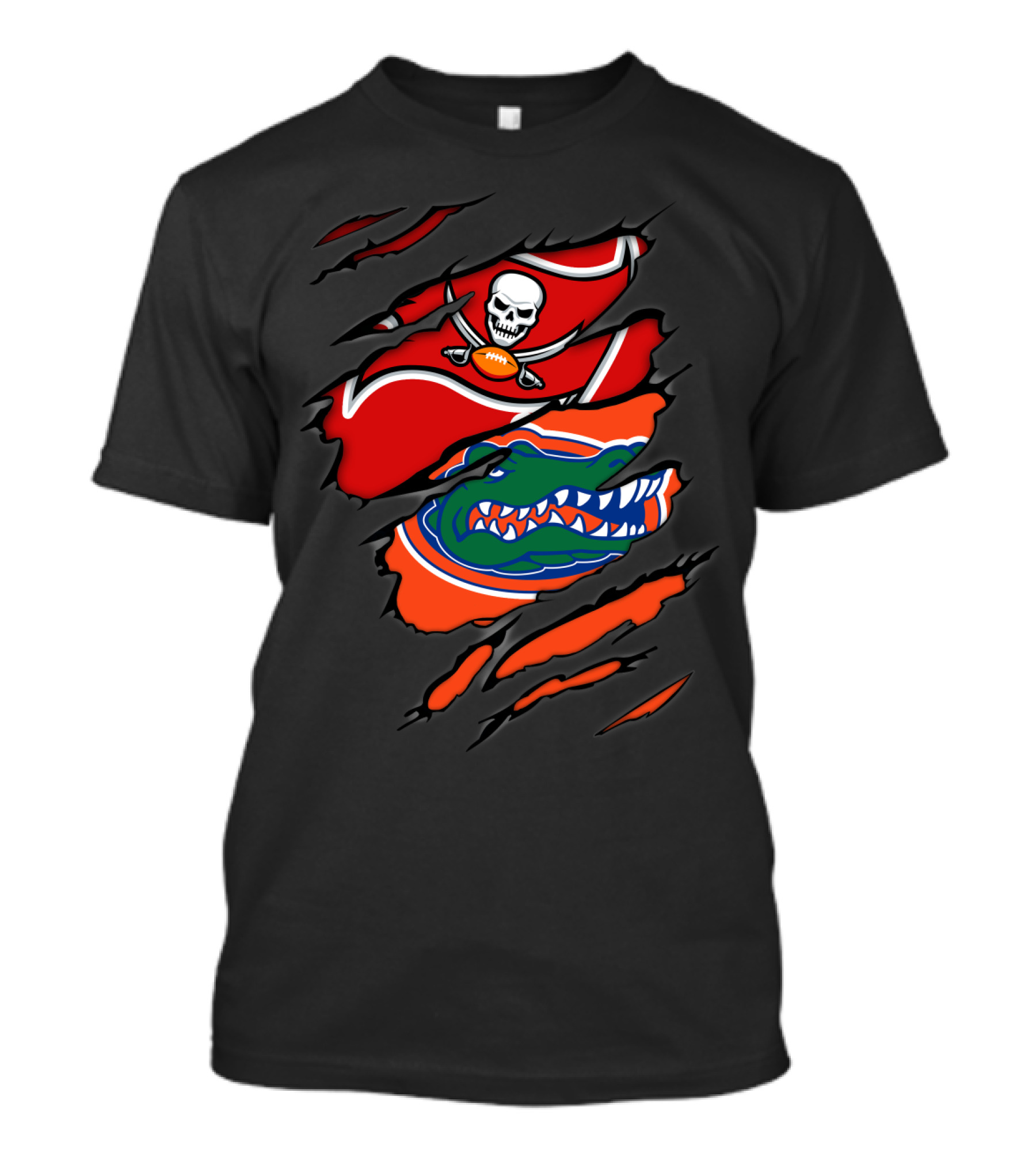 Buccaneers And Gators Dual Logo Design Featuring Pirate Flag And Alligator Head T-Shirt