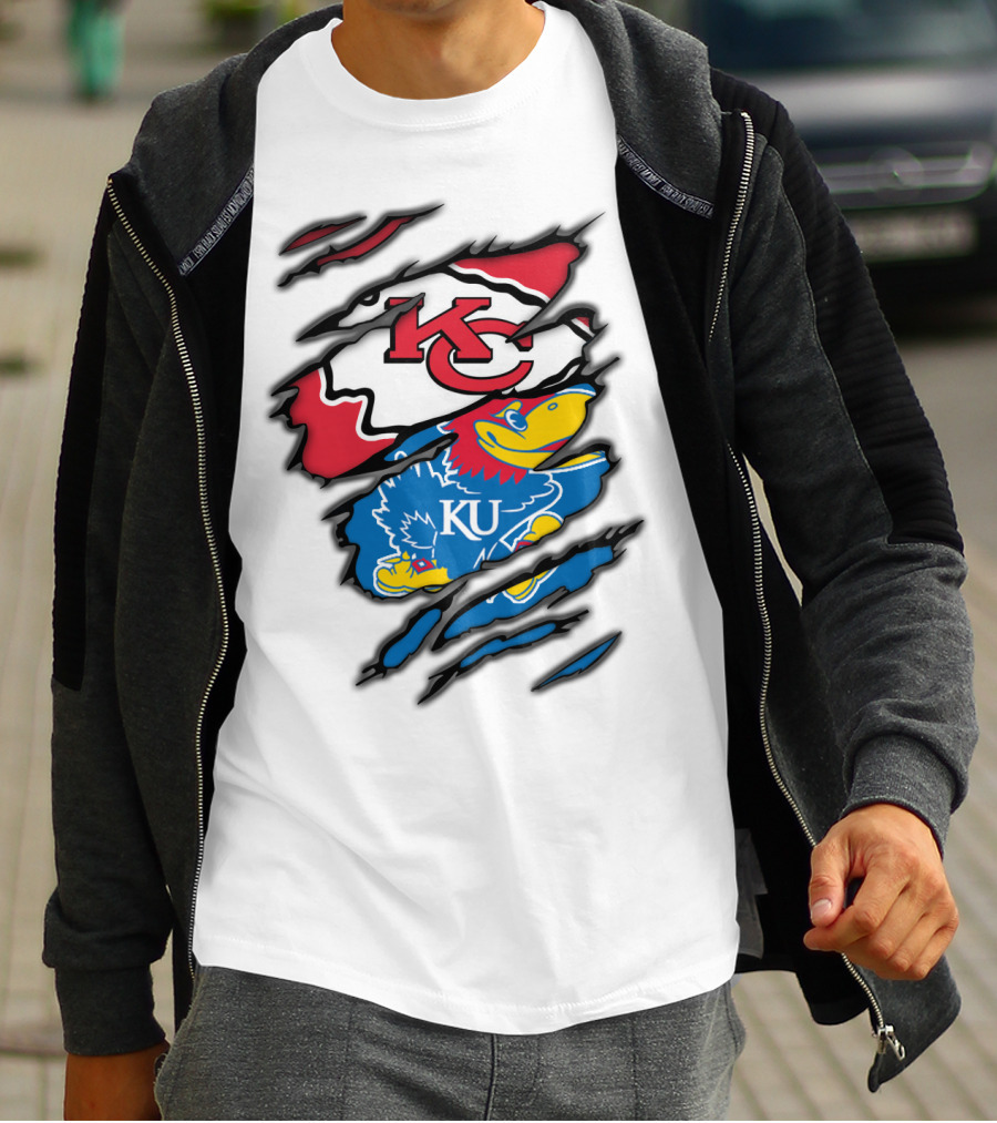 Kansas City Chiefs KU Jayhawks Logo Mashup T-Shirt
