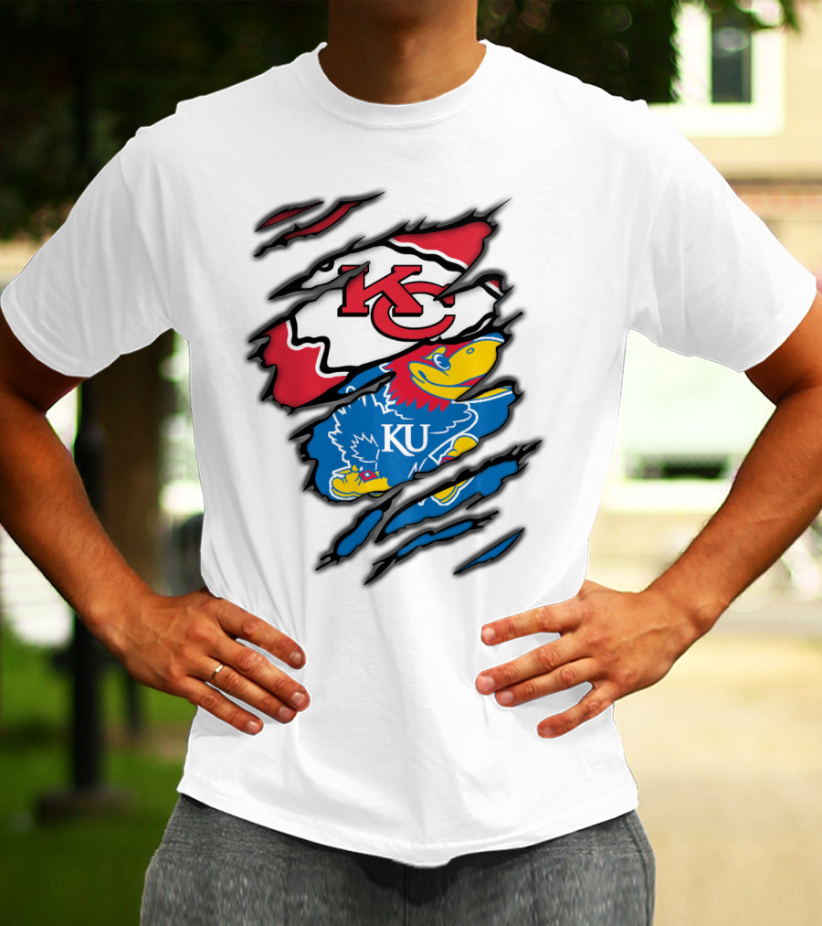 Kansas City Chiefs KU Jayhawks Logo Mashup T-Shirt