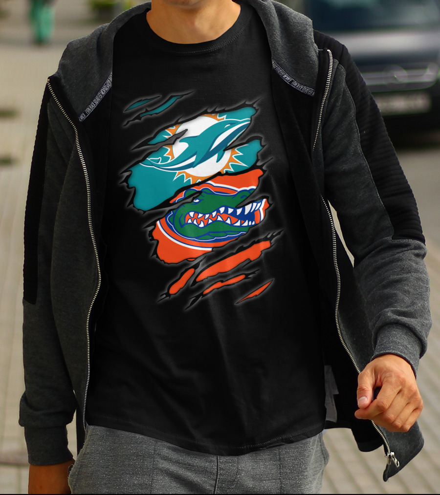 Miami Dolphins Florida Gators Torn Claw Marks T-Shirt