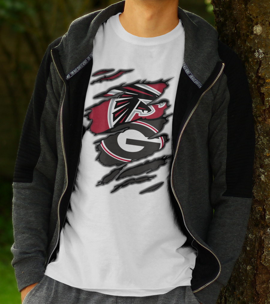 Atlanta Falcons Georgia Bulldogs Ripped Claw Marks T-Shirt