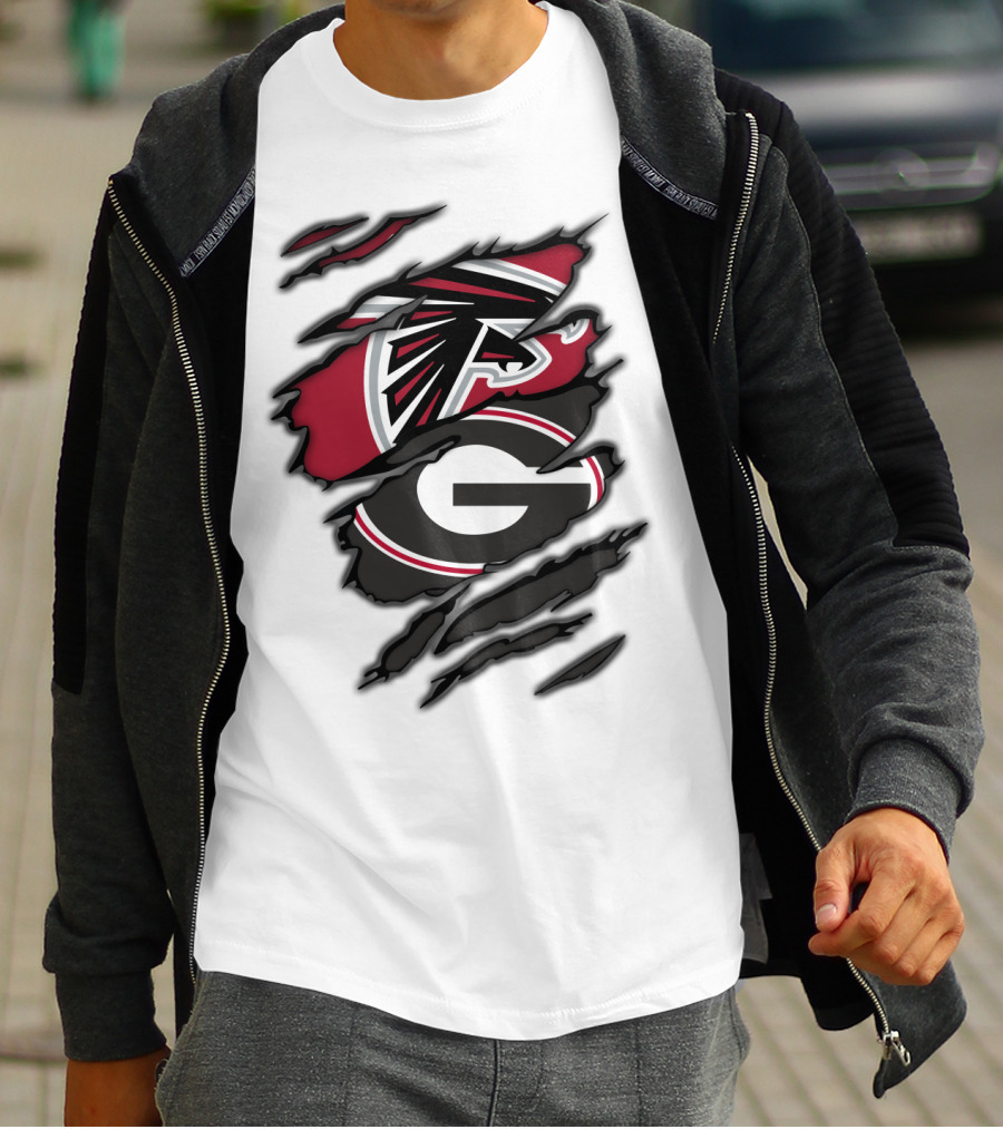 Atlanta Falcons Georgia Bulldogs Ripped Claw Marks T-Shirt