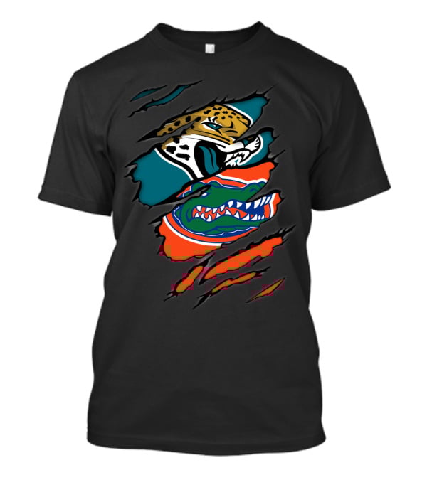 Jacksonville Jaguars Florida Gators Dual Logo Claw Marks T-Shirt