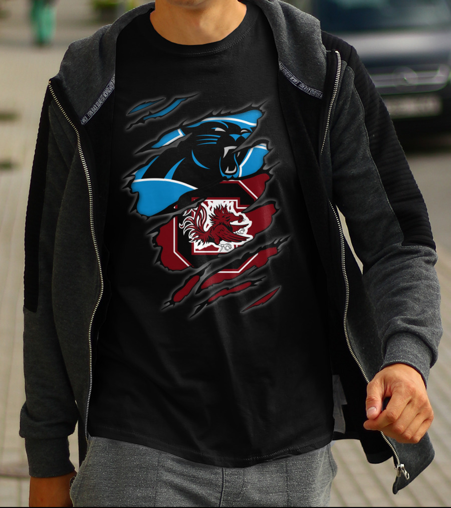 Carolina Panthers South Carolina Gamecocks Logo Mashup T-Shirt