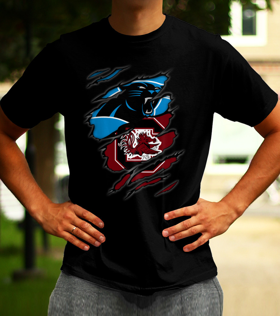 Carolina Panthers South Carolina Gamecocks Logo Mashup T-Shirt