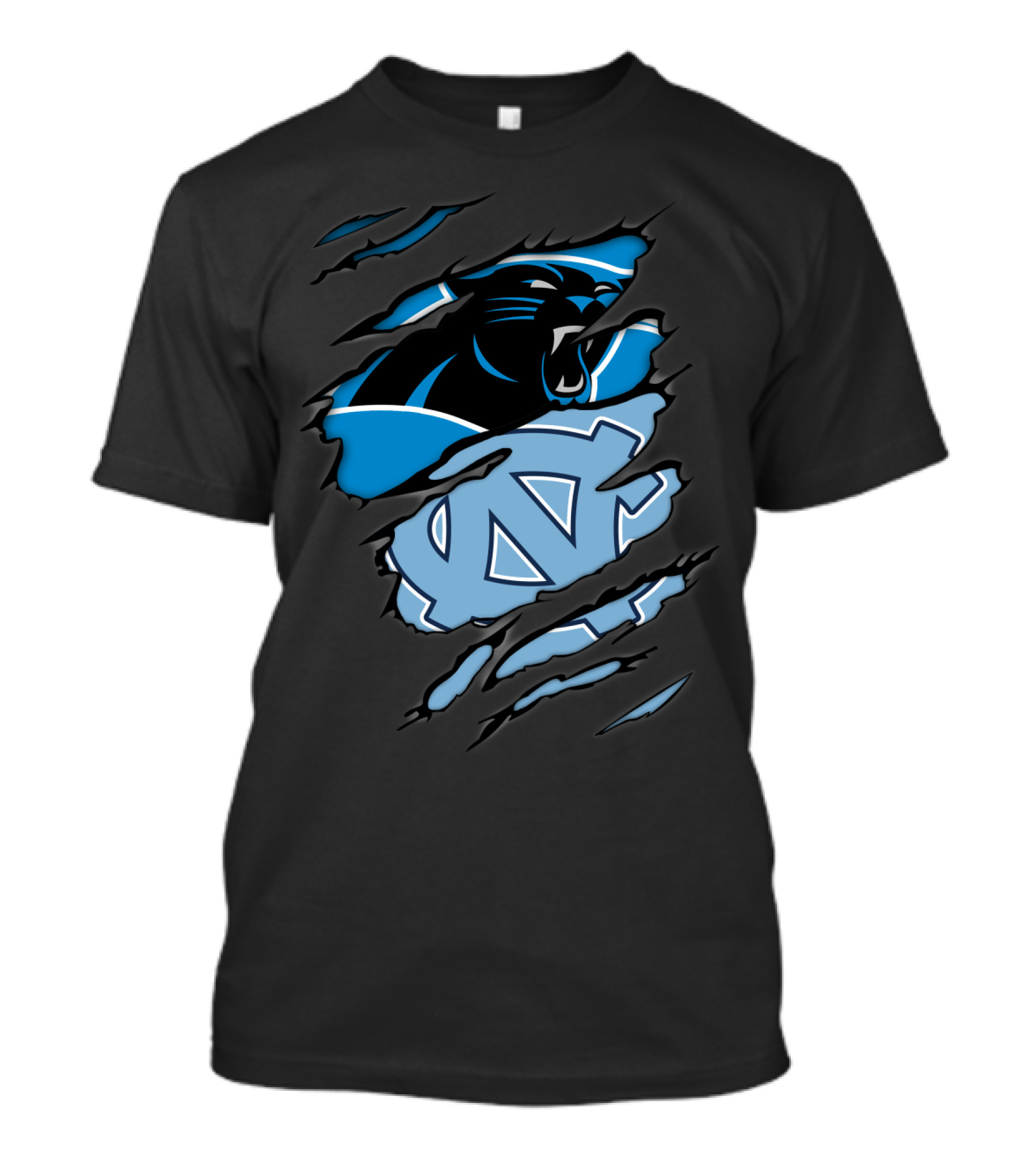 Panthers Tar Heels North Carolina Rip Effect T-Shirt