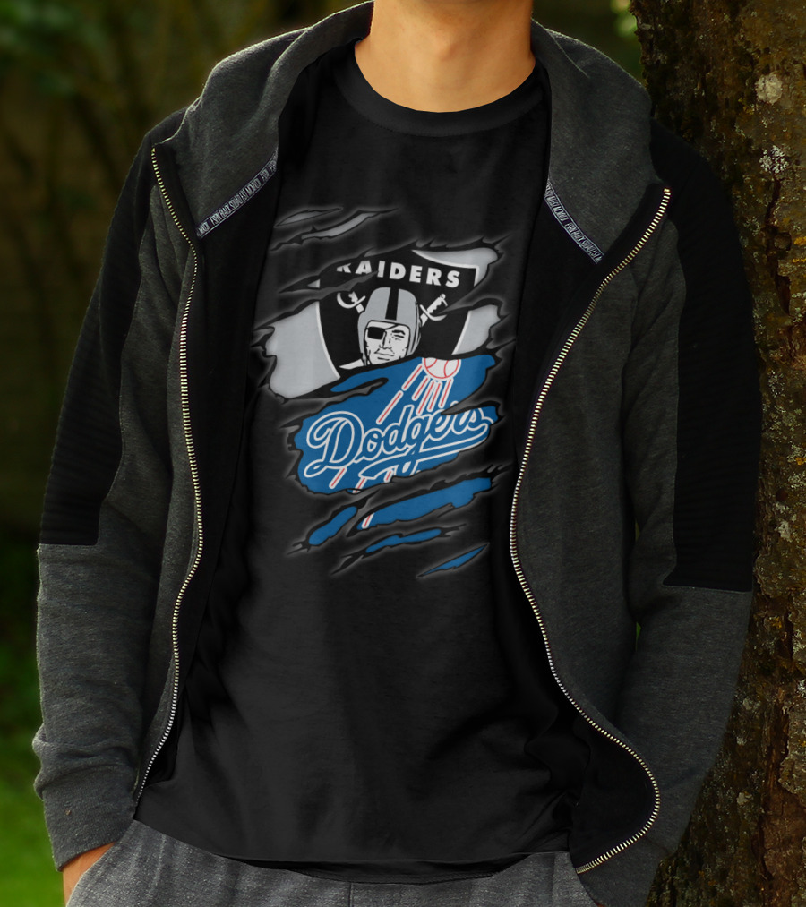Raiders Dodgers Ripped Layers Fusion T-Shirt