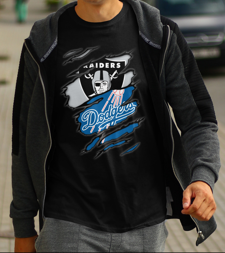 Raiders Dodgers Ripped Layers Fusion T-Shirt