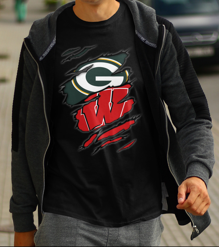 Packers Badgers G W Ripped Claw Marks T-Shirt
