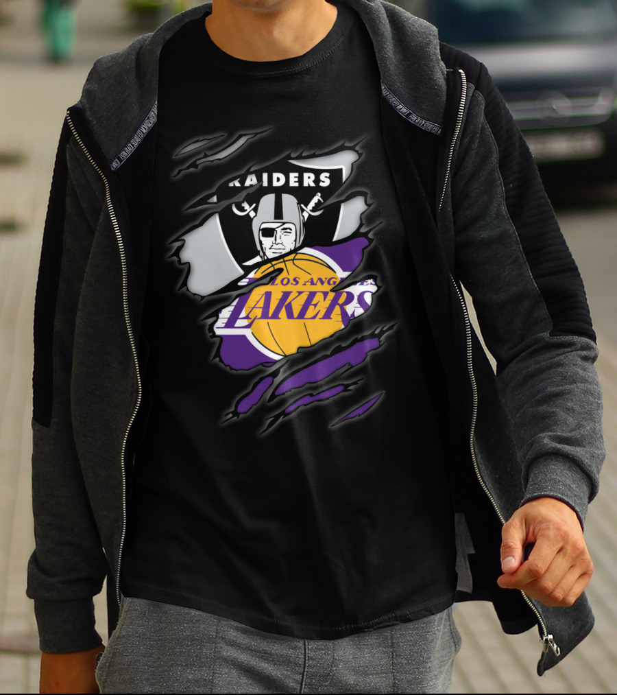 Raiders Los Angeles Lakers Logo Mashup T-Shirt
