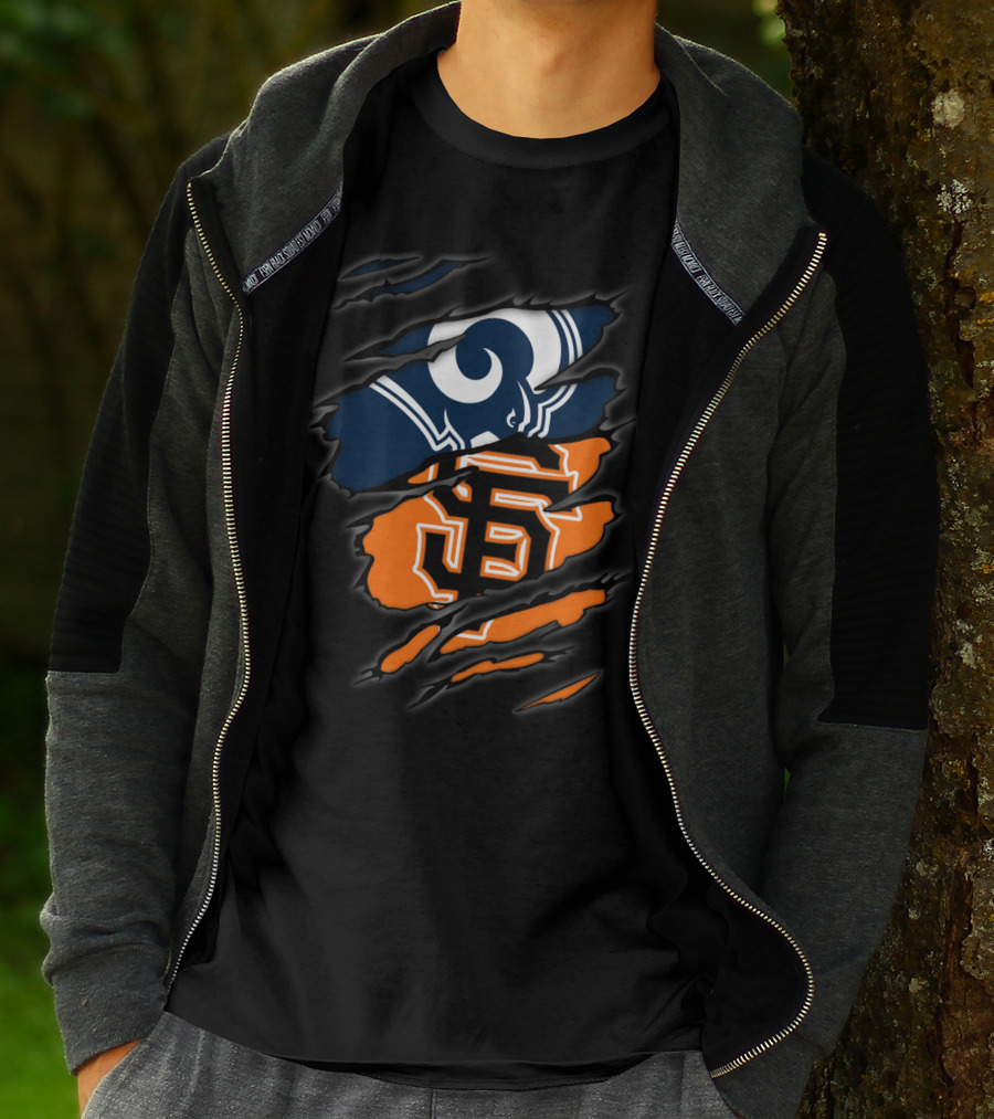 Rams Giants Logos Blue Orange T-Shirt