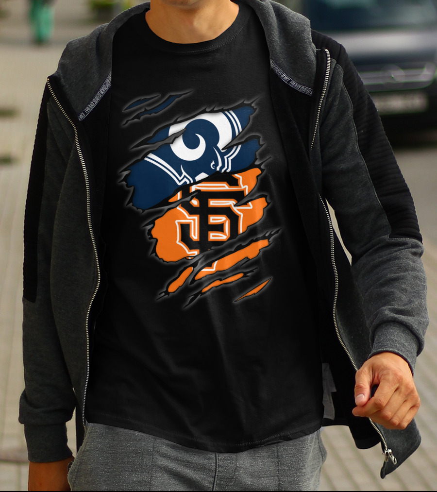 Rams Giants Logos Blue Orange T-Shirt