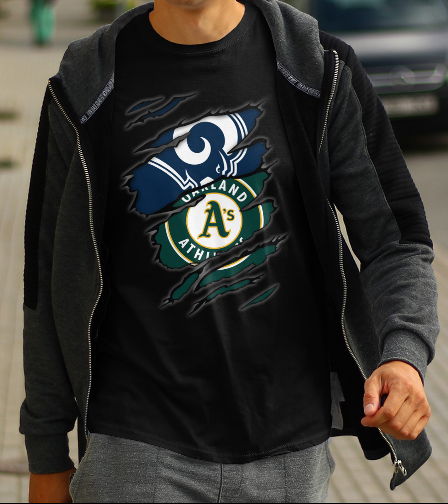 Rams Oakland Athletics A's Logo Fusion T-Shirt