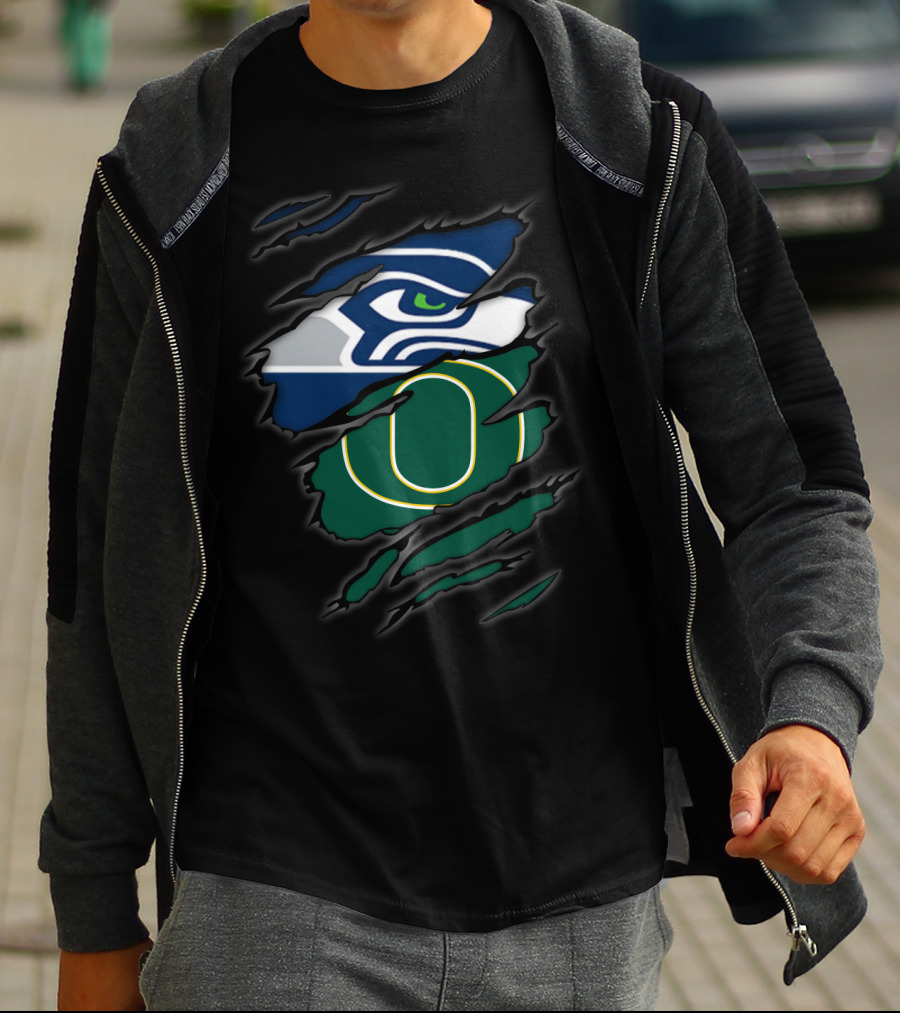 Seahawks Oregon Ducks Logo Mashup T-Shirt