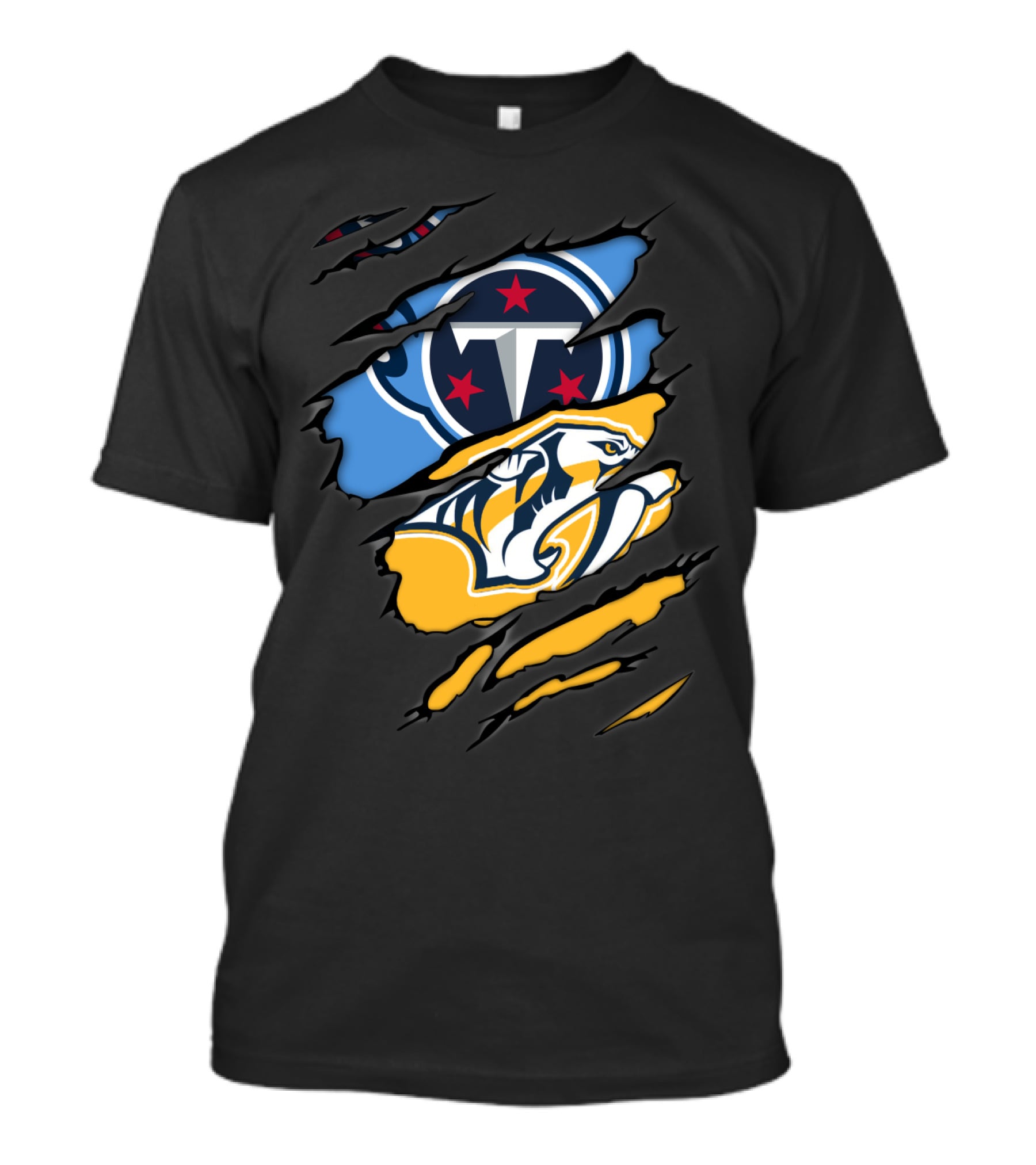 Titans Predators Logos Ripped T-Shirt