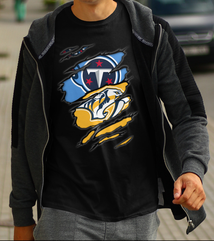 Titans Predators Logos Ripped T-Shirt