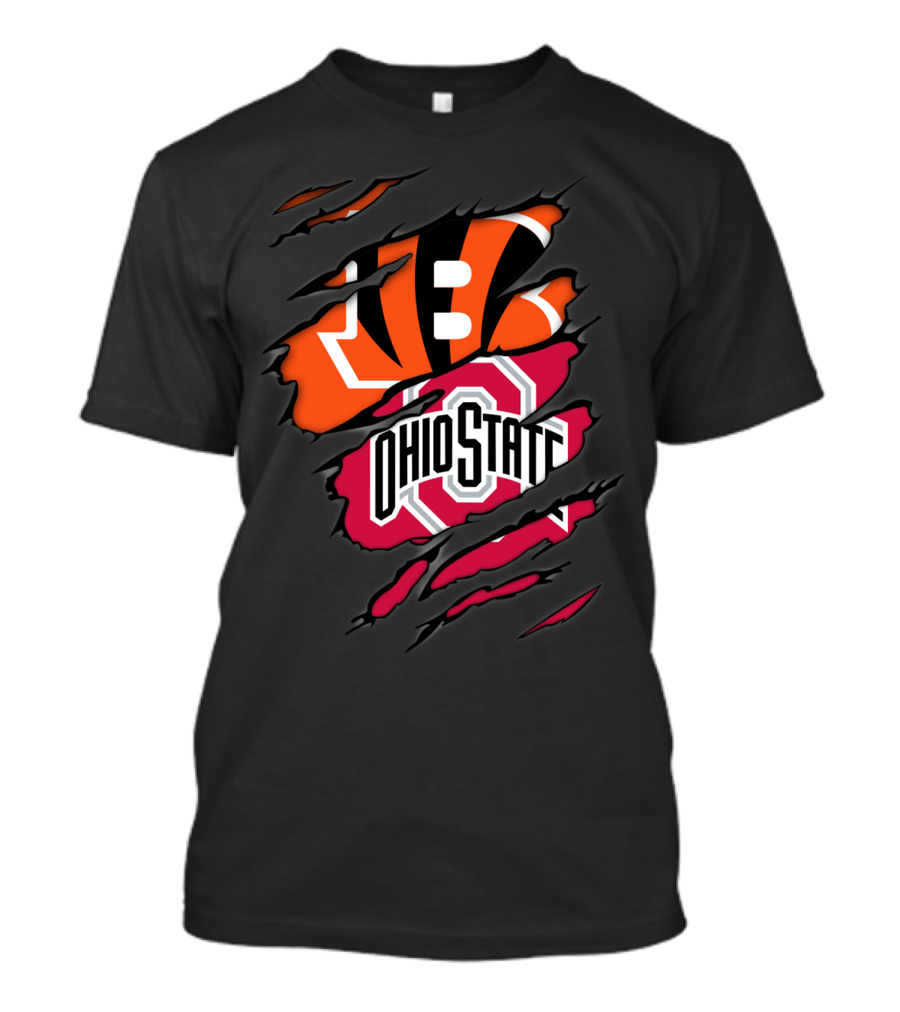 Bengals Ohio State Ripped Logo Fusion T-Shirt