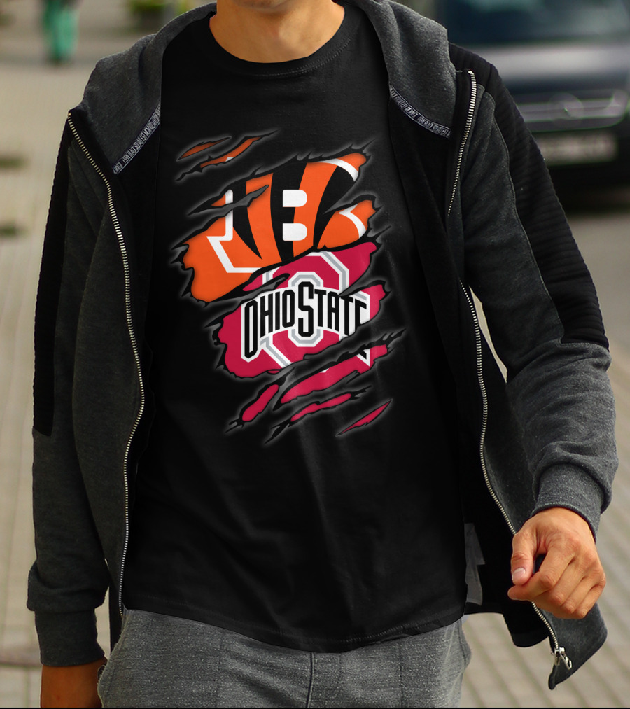 Bengals Ohio State Ripped Logo Fusion T-Shirt