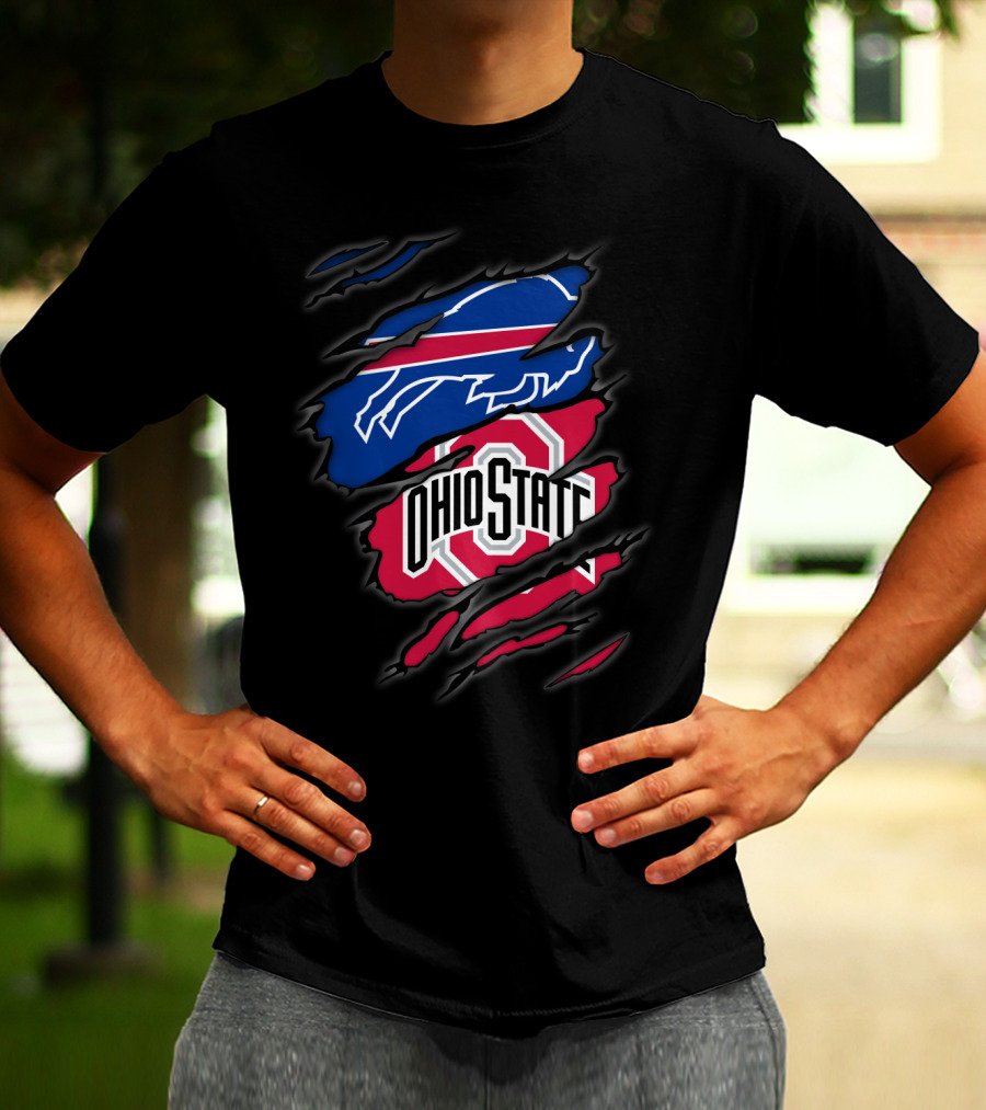 Bills Ohio State Torn Layered Emblem T-Shirt