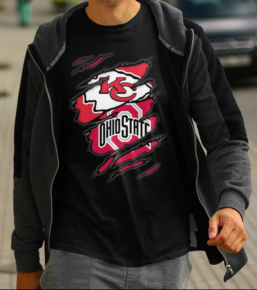 KC Chiefs Ohio State Buckeyes Ripped T-Shirt