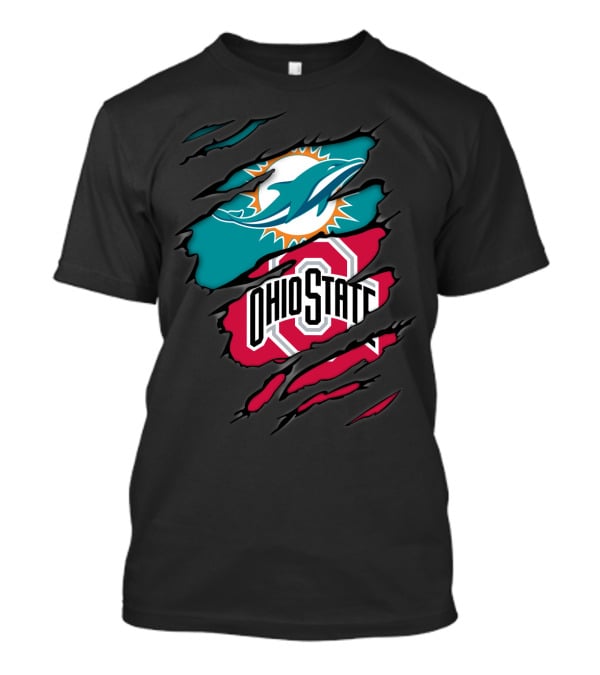 Miami Dolphins Ohio State Buckeyes Football Fan Crossover T-Shirt