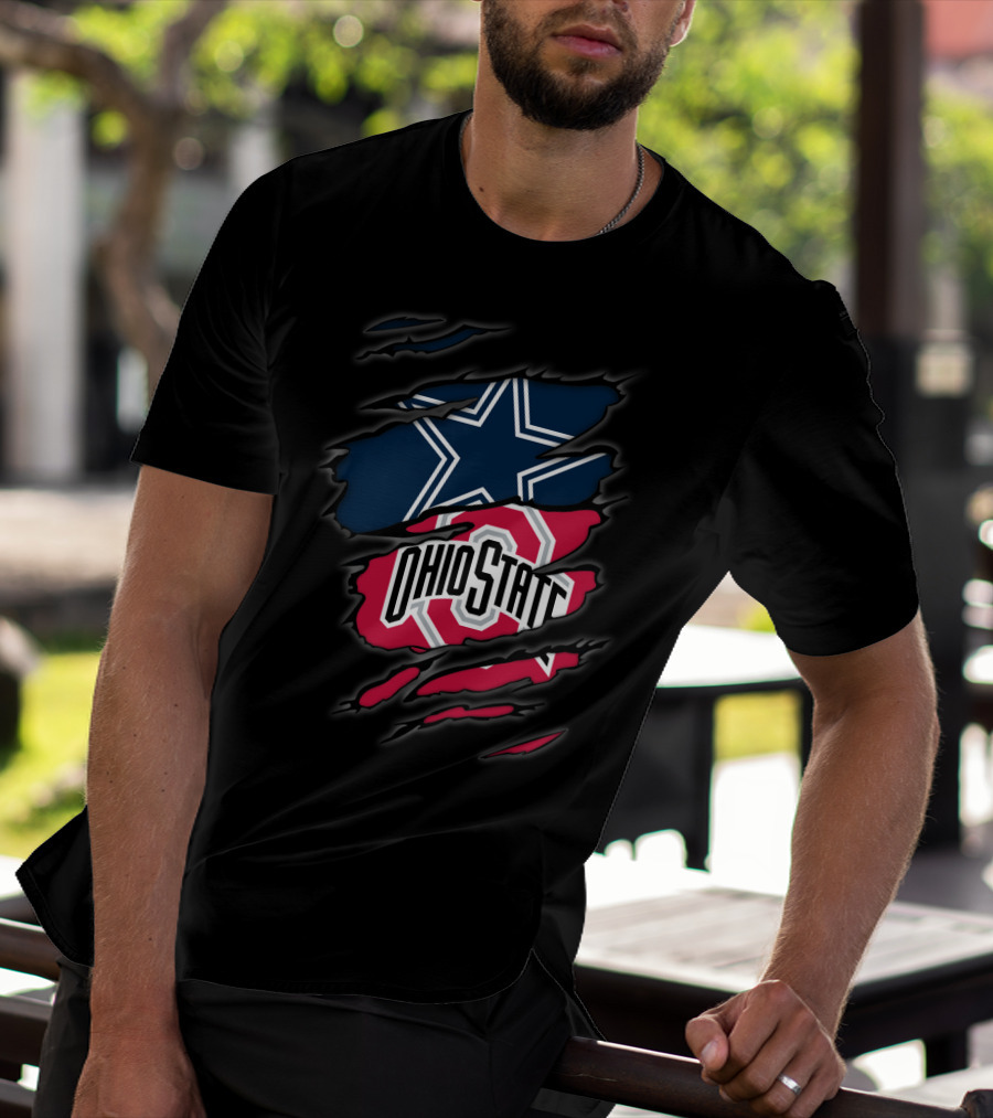 Dallas Cowboys Ohio State Buckeyes Fan Logo Mashup T-Shirt